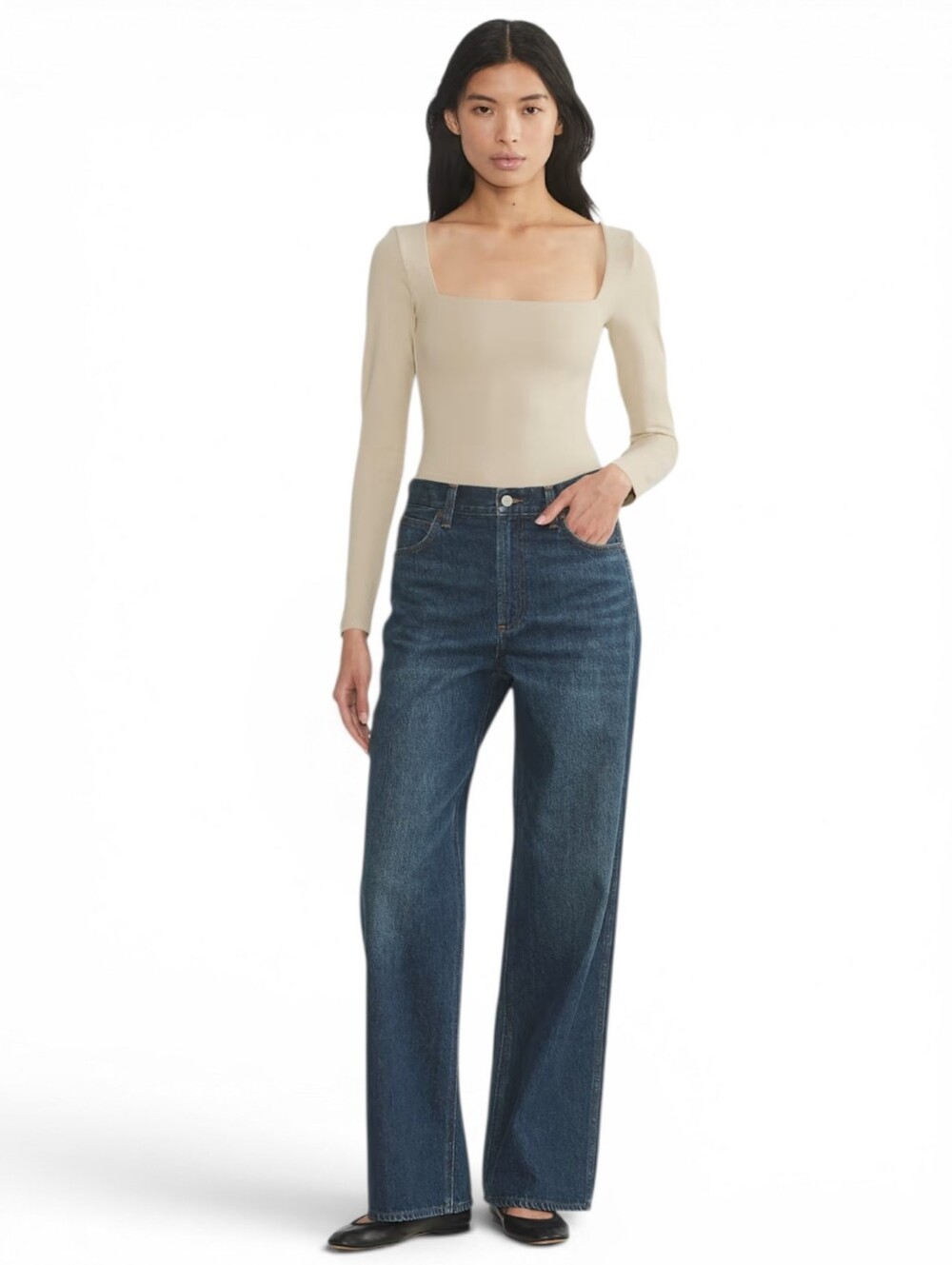 Aritzia Contour Square Neck Top In Heather Oat Beige Size Medium NWOT